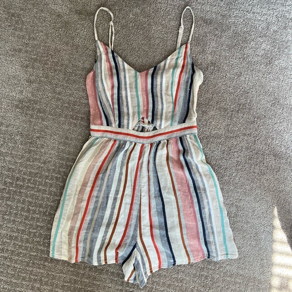 American Eagle Outfitters Pants - American Eagle colorful striped linen romper XXS